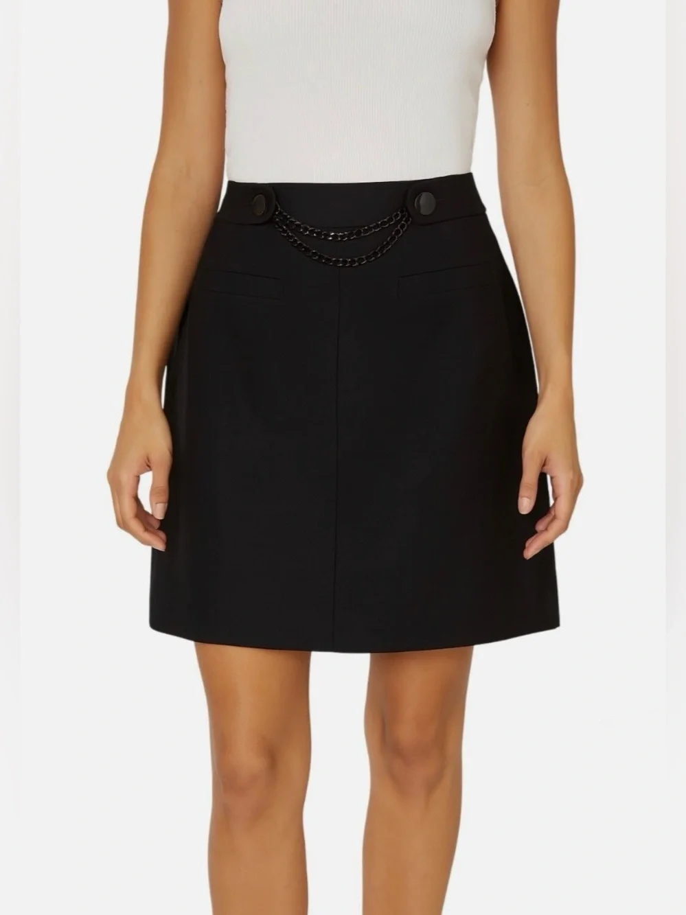 Kate Spade Women’s Alexandra Skirt A-Line Chain Link Accent in Black (Size 4)